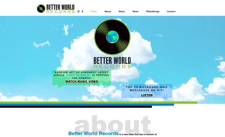 Better World Records: Record label website for charitable record label. Created animated logos from the brand's established identity.
