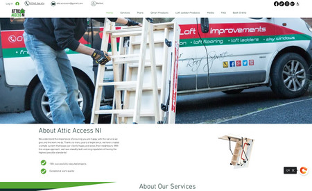 Attic Access NI: Working with Attic Access NI was a fantastic experience. From the initial contact to the final result, our team at Agata Business Services was dedicated to creating a website that met the client's every need.

Our approach to every project is unique, as we understand that each client has specific goals and requirements. We believe in taking the time to get to know our clients and their businesses in order to create tailored solutions that are both functional and visually stunning.

During the project, we communicated regularly with Matt to ensure that we were on the same page and that the website was progressing according to his vision. As a result, we were able to adjust our approach when necessary and ensure that every detail was executed to perfection.

One of the most rewarding aspects of working with Attic Access NI was the opportunity to provide guidance on growing the business. We are committed to not only providing exceptional design services but also to sharing our expertise and knowledge to help our clients achieve their business goals.

In the end, we delivered a website that not only met but exceeded the client's expectations. The feedback from Matt was overwhelmingly positive, and we were thrilled to have played a role in helping to take his business to the next level.

At Agata Business Services, we take great pride in our work and strive to exceed our clients' expectations with every project. We are honored to have had the opportunity to work with Attic Access NI and look forward to continuing to work with them and other clients in the future.