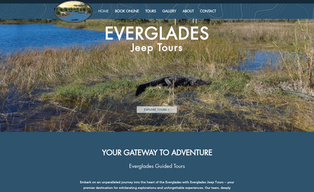 Everglades Jeep Tour: Homepage Optimization for UX and SEO. This is a website who offers jeep tours in the Everglades, so we focused on describing the 3 types of tours that would pull site users in to learn more. 

I designed the cards on the homepage to highlight the different tours and eliminate customer uncertainty. I included the time, the amount of people allowed, and a brief description. 

Because this was focused on SEO, we made sure to optimized page and heading titles, add an open graph social media sharing image, and set the meta titles to look properly in Google Search Results. 