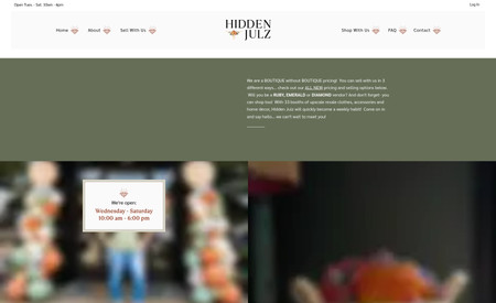 Hidden Julz Upscale Thrift Consignment Boutique: Semi-Custom Web Design