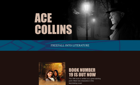 Award Winning Author: Ace Collins is a Christy Award winning author who has sold 2 million copies of his books.... however those books have never seen an author website. 

With over 40 years of experience and 100+ books written, we focused on making this new brand of "Ace Collins" a database for his previous work. There's nothing more magical to an avid reader than falling in love with an old book.... only to find out the author has written loads more. 

As Ace is also an expert on WWII, Christmas, and Film Noir to the point BBC, Vice Magazine, Turner Classic Movies and more call him for reference points; we wanted his brand to showcase his knowledge of the 20th century.

Iconography is representative of the art deco movement while the color scheme hints towards old book pages and film noir art. 

We formatted a custom excel file for his books to craft a database that not only gives a page to each book, but also has direct buy links for audiobooks, kindle editions, and physical copies. It took a few days, but we sourced as many as we could from the publisher's page in order to give the author the best ROI for the links. The rest go to Amazon in order to boost his listings through there with their easy-to-review-after-purchase protocols. 