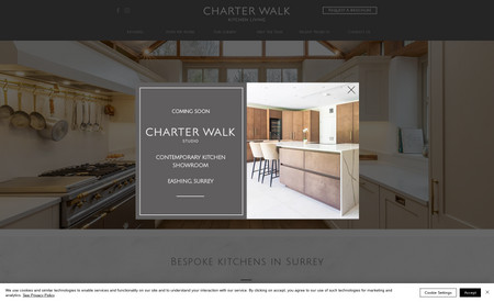 Charter Walk: Charter Walk are a high end bespoke kitchen company that have a reputation for innovative design and high quality craftsmanship. They initially got in touch with me for some Instagram training although it became very apparent that they needed a full overhaul with their online presence. 

Their website, whilst functional and ranking on Google well had visitor numbers of around 20 per day but they had a bounce rate of around 80%. This meant that 16 of the 20 visitors per day were landing on the website and leaving very promptly. What this told me was that their website was not communicating the right message or brand to the right people. It was also a bit dated looking, very masculine, not easy to navigate and not aligned with their brand.

Once we had agreed that a new website was in order we discussed who their target audience was and did a profiling exercise to ensure that the new online look and feel was going to appeal to those people.

During this process we decided that a full rebrand wasn't necessary, more of a brand refresh. We would keep their logo the same whilst updating the feel of the brand through softening the colour palette, changing some of the fonts, using more aspirational images and finally a MUCH more user friendly navigation on the website.