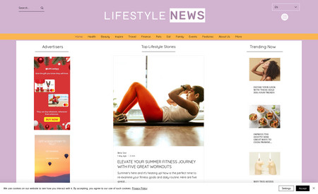 Lifestyle News: My client needed a 'news site' - she gave me the specifics of colour and what she wanted and I came up with this design and my client is very happy.