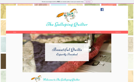 The Galloping Quilter: The Galloping Quilter creates beautiful, custom quilts and helps to finish quilts that are already made. The site is colorful, simple and modern with a background meant to imitate the pattern of a quilt.