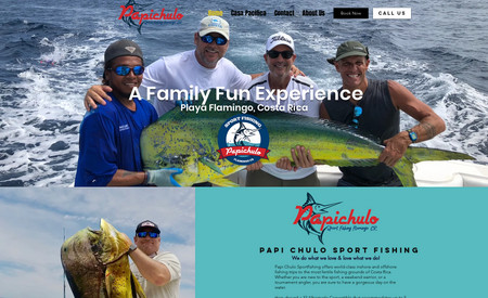 Papichulo | Classic Editor: Created a website for a company that offers in-shore and offshore fishing trips, using a light ocean color palette and making the website feel like you are at home.