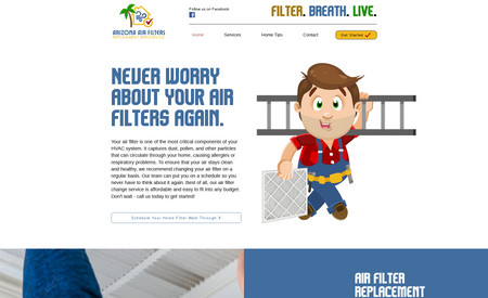 Arizona Air Filters: When AZ Air Filters approached us, they had a vision for their company but no authentic branding, marketing, or online presence. We helped them create a logo and graphics representing their brand; then, we designed a website that was informative and visually appealing. We also created all of the content for the website, including blog posts, product descriptions, and an About Us page. Through our efforts, we were able to help AZ Air Filters build a professional online presence that accurately reflected its brand.