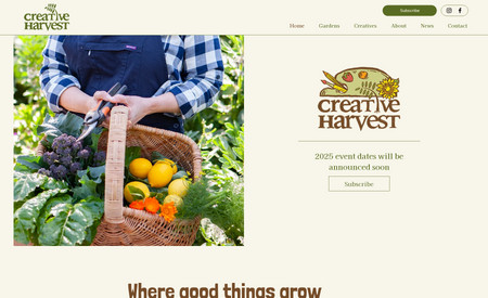 Creative Harvest: We create a vibrant, engaging website for this community event. The site includes two detailed database collections that interact with each other as well as the Wix Events app to sell tickets to the event.