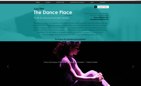 The Dance Place: Dance studio website highlighting dance company and videos