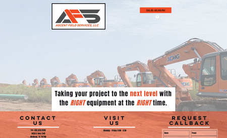 Ascent FS LLC: AFS Rental is a new website designed to promote the heavy equipment rental services offered by AFS Rental out of Midland, Texas. The website is intended as a simple landing page with clear and concise information about the company's services and hours of operation.

The website includes contact information for AFS Rental and a form for users to request a callback. It is designed to be user-friendly and easy to navigate, with a clear information hierarchy and a visually appealing layout.

The website is focused on promoting the benefits of using AFS Rental's heavy equipment rentals to take your project to the next level with the right equipment at the right time. It is designed to be a valuable resource for those in need of heavy equipment rentals in the Midland area.