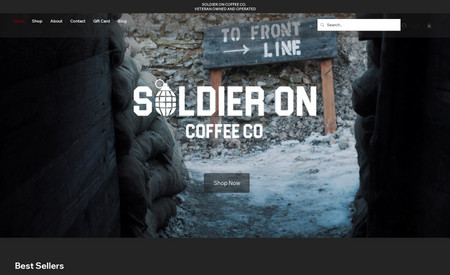 Soldier On Coffee Co: Redesigned e-comm site for a customer, created using the new studio platform. The site is fully responsive, and customer is delighted with results.