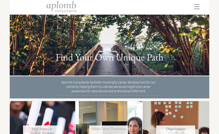 Aplomb Consultants: A simple, clean website to communicate what they do and who they do it for.
