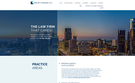 Harvey Covensky, P.C: Website design for personal injury law office.