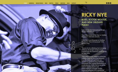 Ricky Nye: World renowned Blues, Boogie Woogie, and New Orleans style pianist.