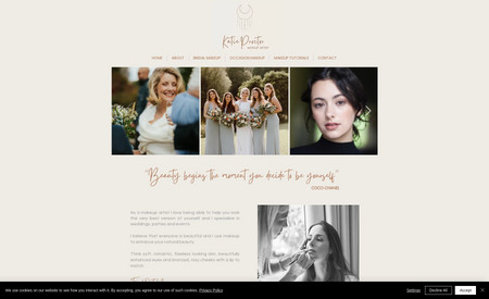 Katie Proctor Makeup: I designed the website from scratch, as well as creating the logo and branding, which we carried through into business cards and gift vouchers.
