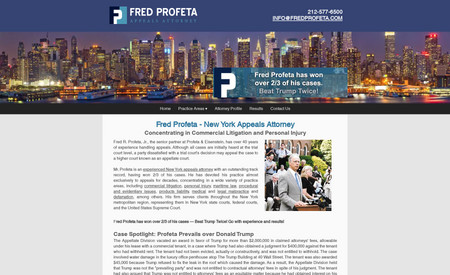 Fred Profeta: Website re-design for a New York City attorney concentrating his practice in Appeals.