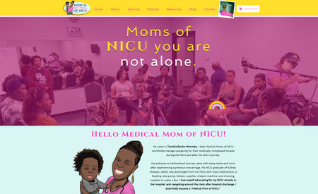 Medical Moms of NICU: Designed custom branded logo, color palette, textures and website flow.