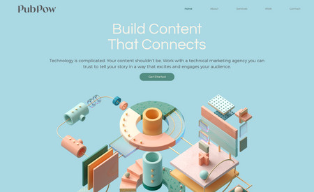 PubPow: PubPow is a leading content marketing agency. We helped rebrand them and design a new website in Editor X!