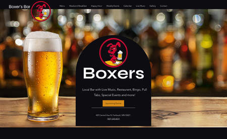 Boxers Bar: Designed site and maintenance it monthly as needed.