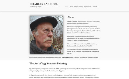 Charles Barbour: Create a simple 2 page site to highlight his current and past Artwork.