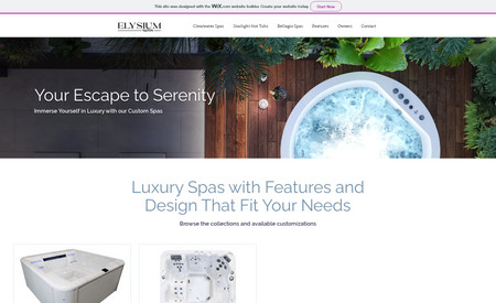 Elysium Spas: Advanced website design for a spa dealer. The site features custom product page for over 60 products.
Turnaround time: 5 days
