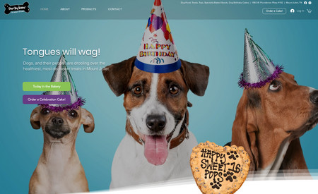 Three Dog Bakery: This Wix site was designed for a local dog treat shop in Tennessee, it is also set up for eCommerce.
