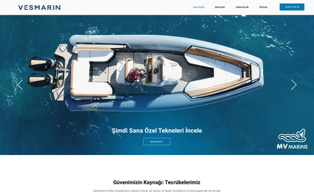 Vesmarin: Unique website design we created for luxury yacht seller Vesmarin.