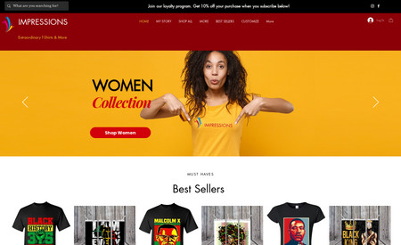 Impressions: E-commerce website design for the Impressions - custom t-shirts store.
