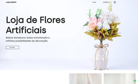 Casa Destro: Este site foi criado para uma empresa especializada em decoração de flores artificiais. A cliente desejava um site claro, elegante e limpo com as informações organizadas para facilitar a experiência do usuário.