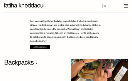 Fatiha Kheddaoui: Portafolio de artista donde se diseñó sitio web por completo