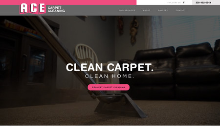 ACE Carpet Cleaning: Developed a new brand, logo and focused content.