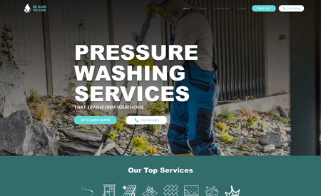 We Clean, You Lean: Web design project for a pressure washing company in Las Vegas, NV. 