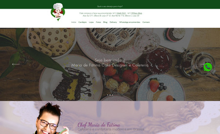 Maria de Fátima Cake Designer: Site estilo Institucional + Página de captura para campanhas Google Ads e Facebook Ads