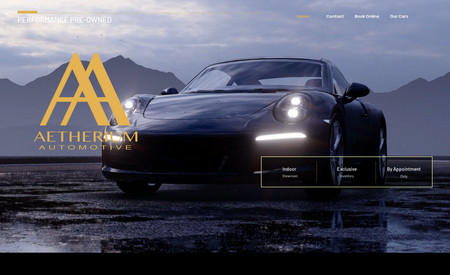 Aetherium: A successful performance used car dealer in Portland wanted a unique eye-catching website. This site was designed and developed in Editor X. Aetherium Automotive features a bilingual site, automatically translated into English and Korean. There is extensive use of video, large images that capture user interest and a booking function for test drives and show room visits. We developed the content manager allowing the client to easily add inventory to the stie without redesigning pages.
