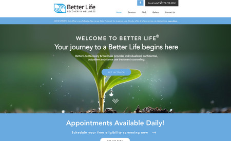 Betterliferecovery: Better Life Recovery is a website that provides comprehensive addiction treatment services and support for individuals and families struggling with substance abuse. The site features a clean and modern visual identity that reflects the company's mission of providing compassionate and effective care. As a designer who made the site, I ensured that the visual identity communicates the company's values of hope, healing, and transformation. The site is user-friendly and accessible, with clear messaging and intuitive navigation that effectively communicates the services and resources available to clients. With its high-quality multimedia content, the site provides valuable information and resources for individuals seeking recovery and support.