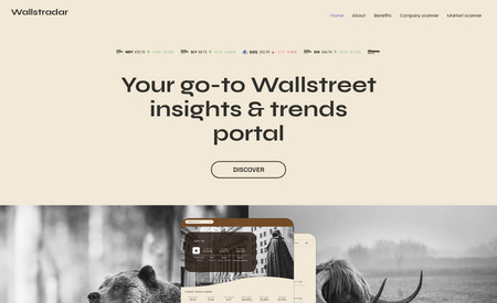 Wallstradar: Website design, Live Wallstreet ticker tape, Mobile website, SEO