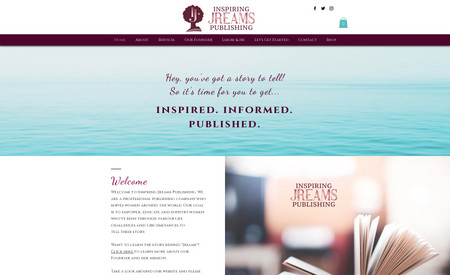 Inspiring Jreams: My client is a powerful entrepreneur requested a professional, warm online presence for her publishing company to align to her female-focused clientele. We  designed her brand colors, logo and website layout.