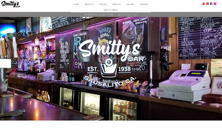 Smitty's Bar: Redesign of an older site, adding SEO, favicon, a Shop and a photo Gallery!