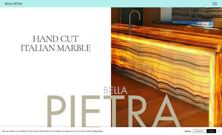 Bella Pietra: Designed in Editor X. The site has a large database of different marble and an innovative design thanks to Editor X. Editor X sites do cost more to build, but the results speak for themselves.