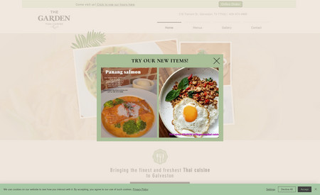 Thegardenthaicuisine: Full Website Design - A restaurant with a garden theme. As you can predict from the name. We wanted this lovely website to have a garden on the island look and feel so we came up with some really pretty color palletes to create a feeling of coziness, relaxation yet stylish to match their interior decors.