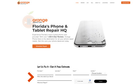 Orange Phone Care: We helped migrate a phone repair company over from a simple, old wordpress site into a new, fancy Wix based site!
