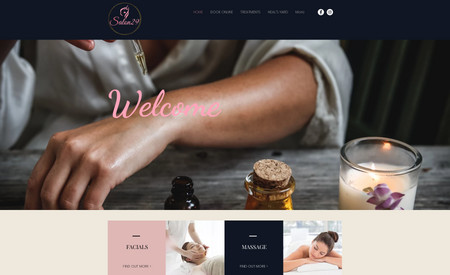 Salon29: Website design for a beauty salon, includes branding,  colour palette and online booking facility which syncs with calendar.