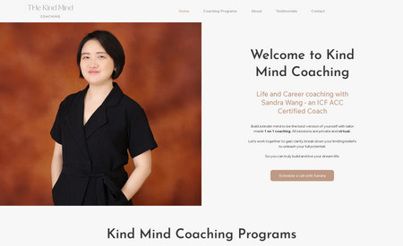 Kind Mind Coaching: Website design of a coach.