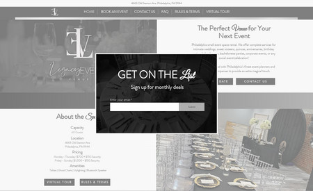 Legacy Events: Website design for a Philadelphia Events Agency website. 