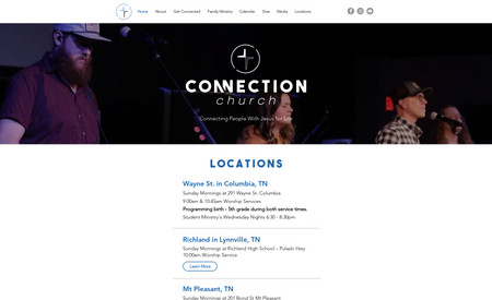 Connection Church: Website for a church in Columbia Tennessee.