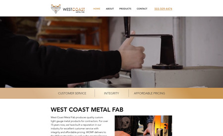 westcoastmetalfab: Full website design with video header for this contractor.