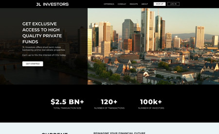 JL Investors: This client was provided a strict protocol to get approved as a partner to JP Morgan.  We were able to help him score this big partnership, and simultaneously creating a prestigious and absolutely stellar website.