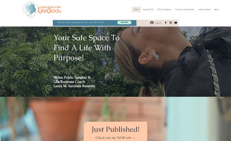 CoachingforLifeGoals: Designed and Developed website for Personal Life Coach, Laura Galdo. Also designed Logo and branding. Laura has added her classes and videos to promote her class offerings. She is soon to add her newly release book.