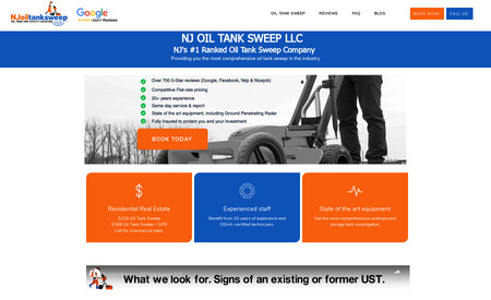 NJOILTANKSWEEP.COM: Built and redesigned site from WordPress to Wix, and achieving extremely strong SEO results month over month, widely now considered NJ's top provider in their space.