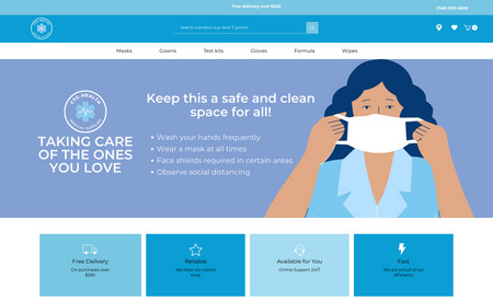 CTG-Health - eCommerce website: CTG-Health is a medical supplies reseller that focuses mainly on selling PPE. We created a lovely blue eCommerce website for which we did the custom design and created the product pictures as well as the marketing images. They were very pleased with the result!