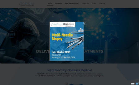 OnePass: Custom made design to a start-up company in the medical equipment area. The site features several info pages and demonstrations of the product. 